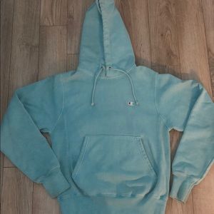 light blue Champion hoodie